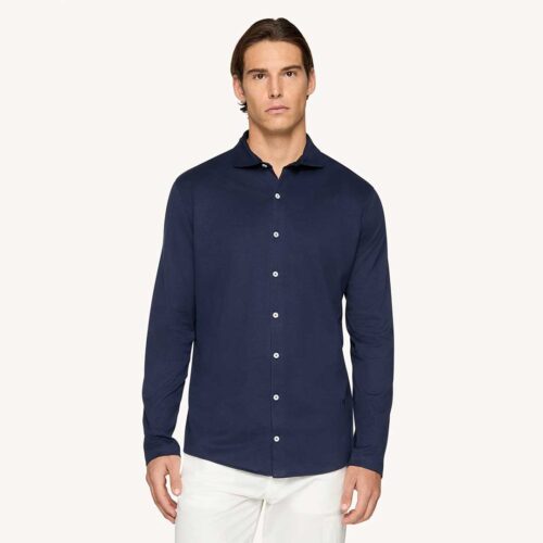 Camisa azul regular fit jersey 890 Dondup