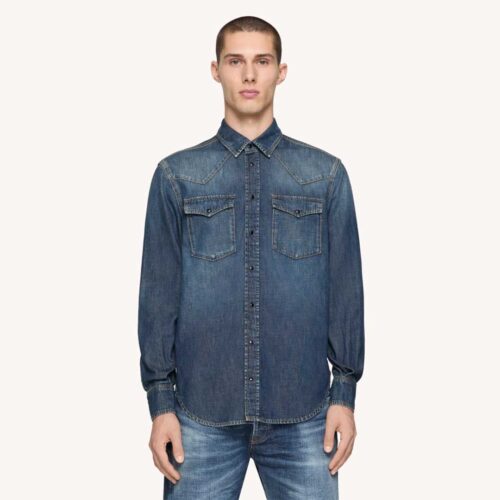 Camisa estilo vaquero en denim rígido regular fit Dondup