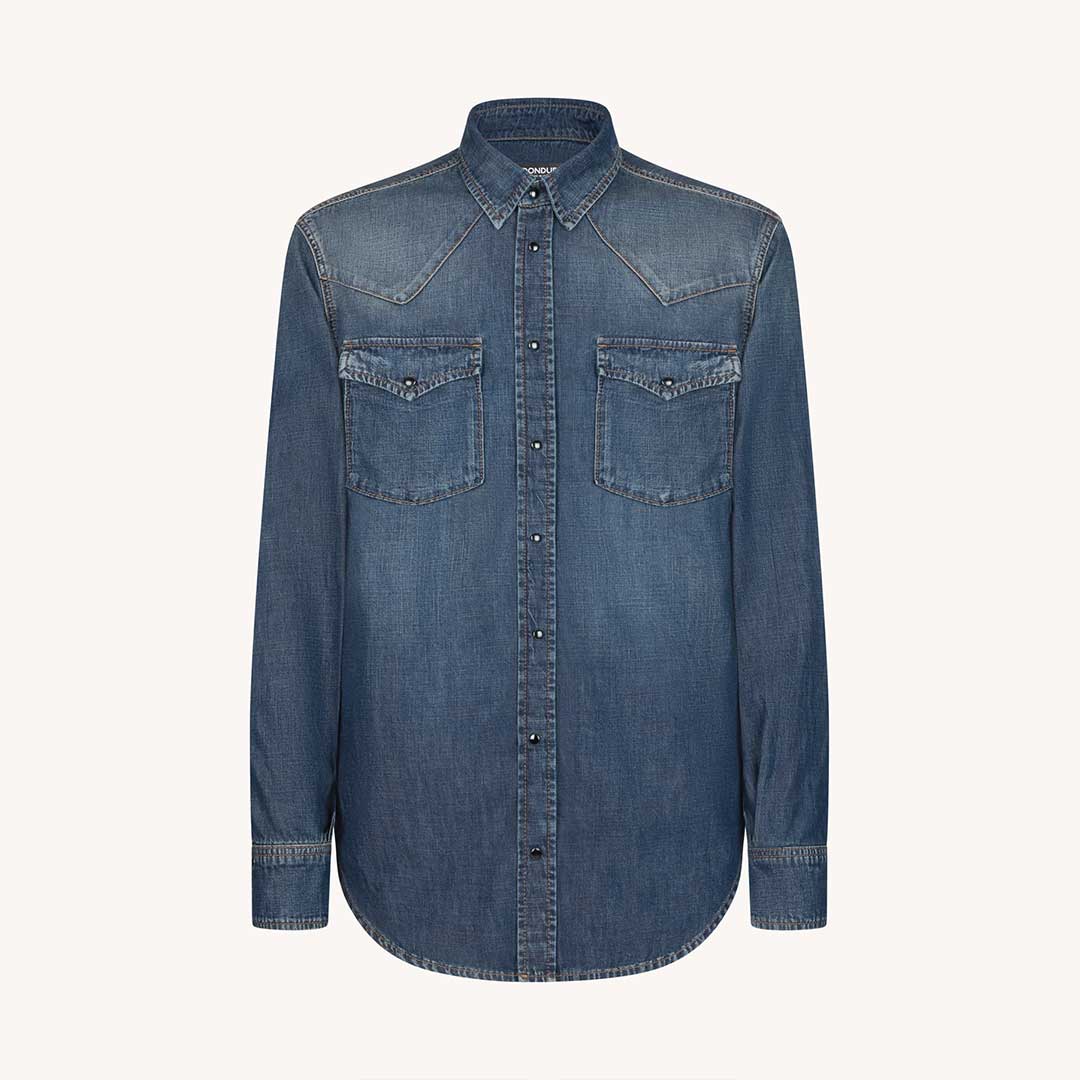 Camisa estilo vaquero en denim rígido regular fit Dondup