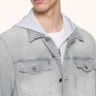 Chaqueta vaquera de corte entallado con capucha en denim rígido Dondup