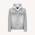 Chaqueta vaquera de corte entallado con capucha en denim rígido Dondup