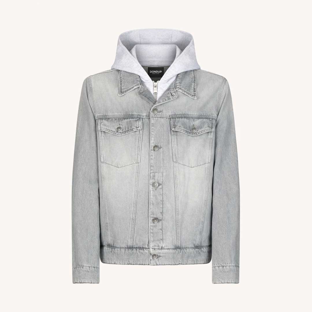 Chaqueta vaquera de corte entallado con capucha en denim rígido Dondup