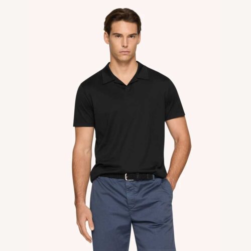 Polo negro regular fit algodón en punto jersey 999 Dondup