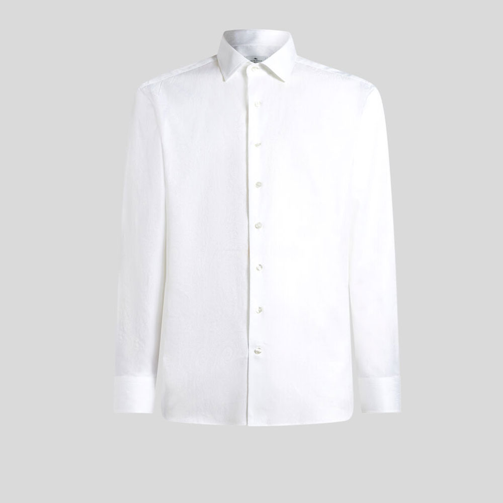 camisa-algodón-jacquard-etro Camisa algodón Jacquard Blanco ETRO