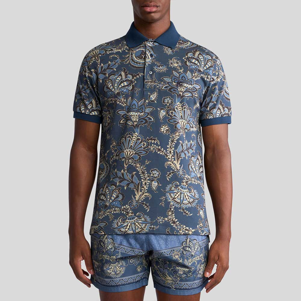 Polo con estampado floral azul Etro