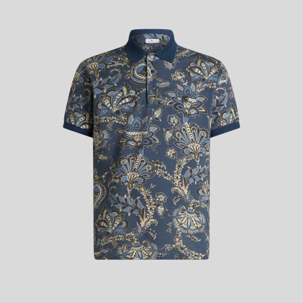 Polo con estampado floral azul Etro
