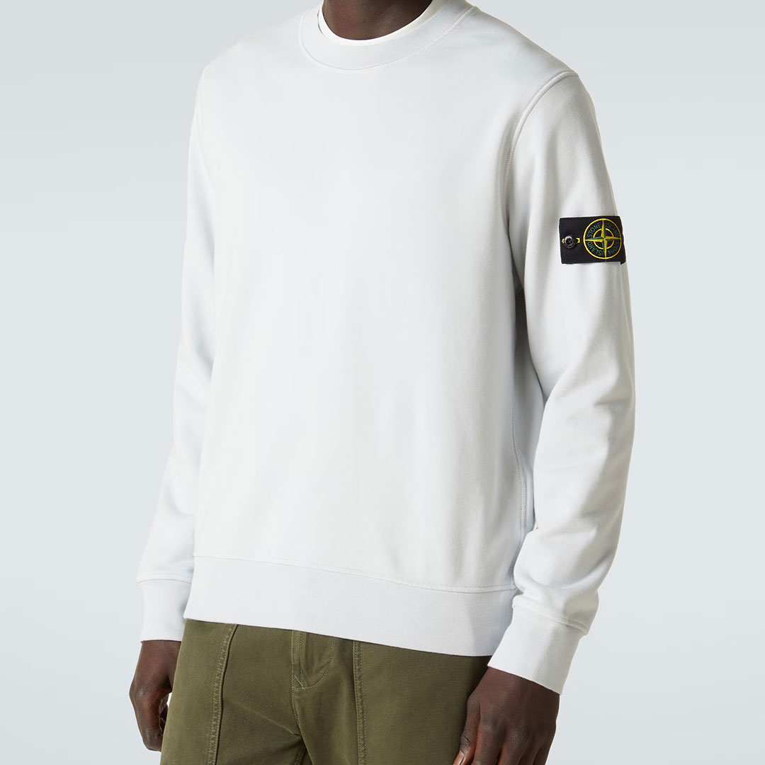 Sudadera Blanca de felpa Stone Island