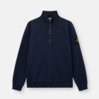 Polo Fleece Algodón Orgánico Manga Larga Azul Marino Stone Island