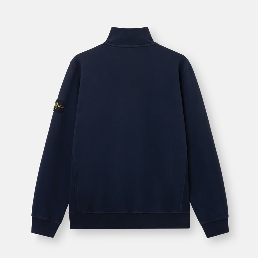 Polo Fleece Algodón Orgánico Manga Larga Azul Marino Stone Island