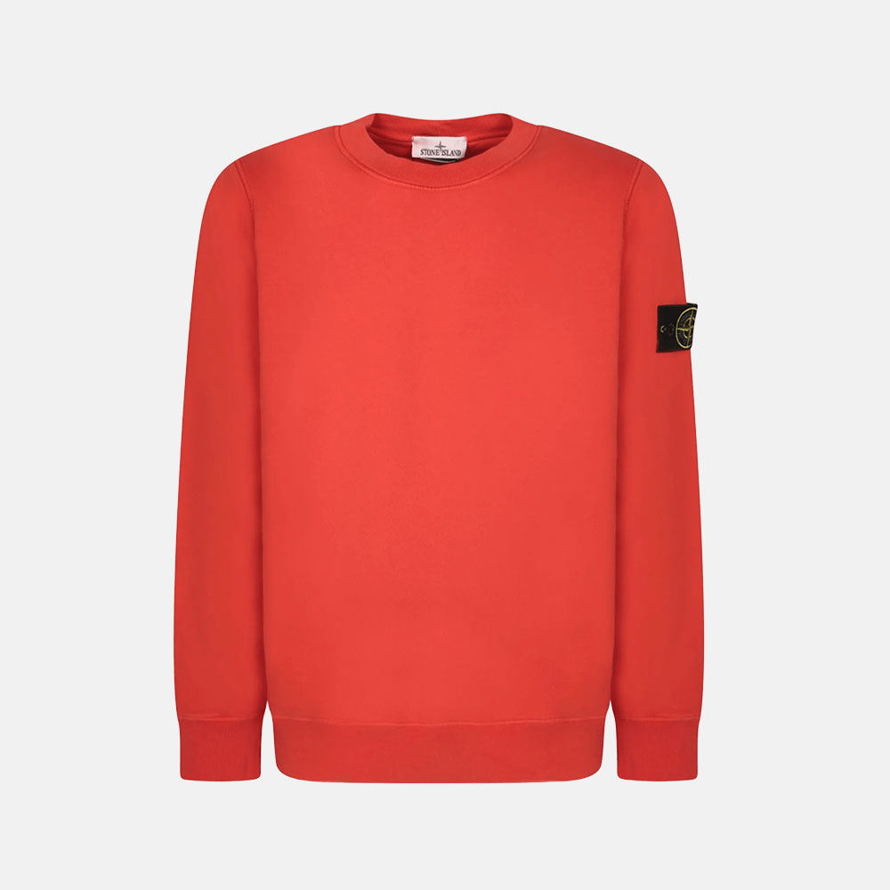 red-fleece-sweatshirt-stone-island-6100060-v0018 Stone Island Scarlet Fleece Sweatshirt 6100060 V0018