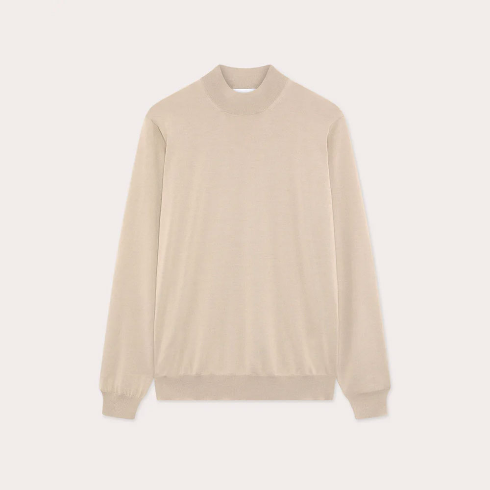 Jersey hombre CNLMML435 en 100% Lana Virgen Camel Lardini