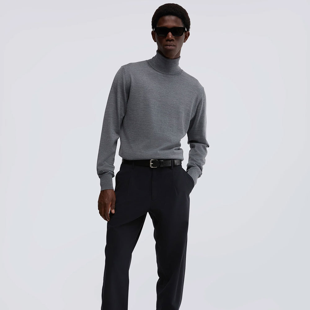 Sueter cuello alto Lana Merino Mod. M196 gris Aspesi