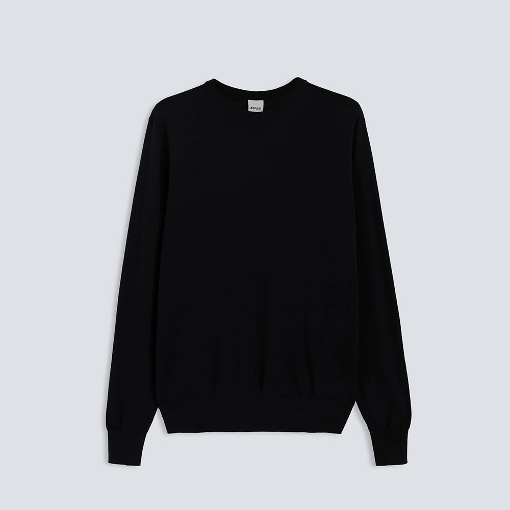 Sueter cuello redondo Lana Merino Mod. M195 negro Aspesi