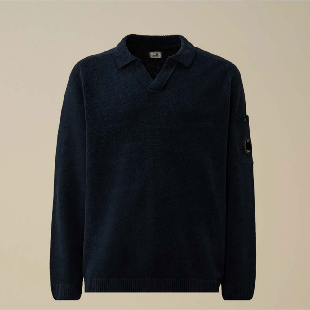 Suéter Cotton Chenille Polo Lens Midnight Navy 889 C.P. Company