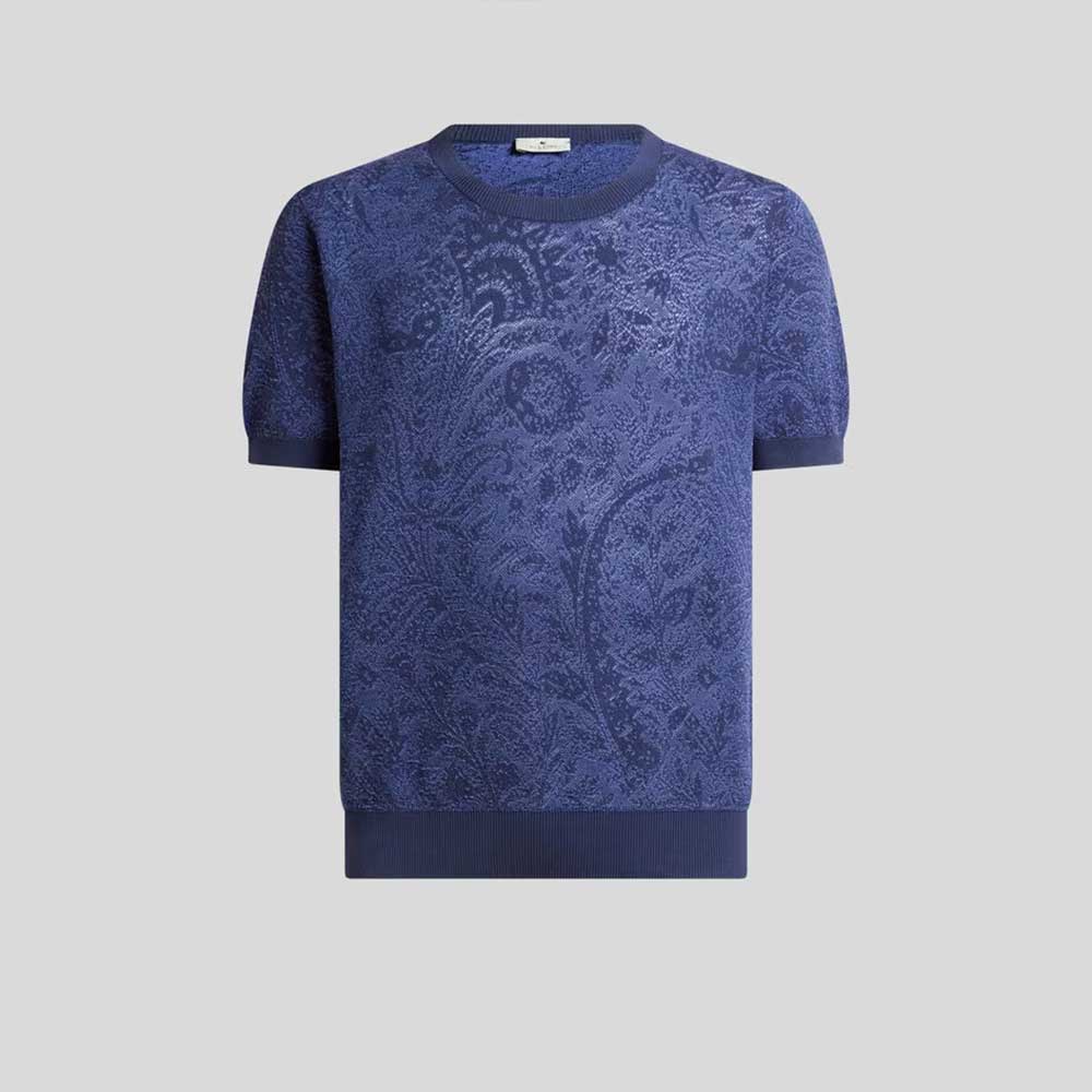 Camiseta en punto de algodón Paisley Floral AQ421 B0065 Etro