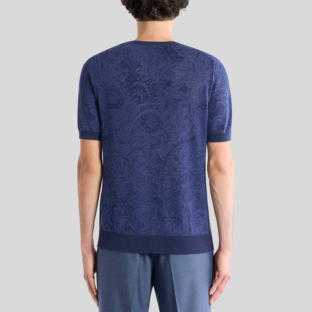 Camiseta en punto de algodón Paisley Floral AQ421 B0065 Etro