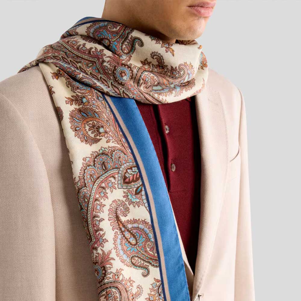 Bufanda mezcla cachemira Paisley Floral AKG87 Etro