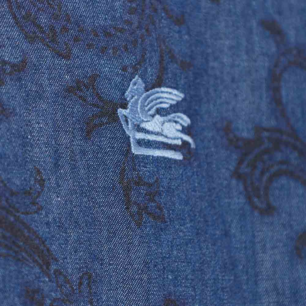 Camisa azul marino 99SA5S6 Paisley con logo bordado Etro
