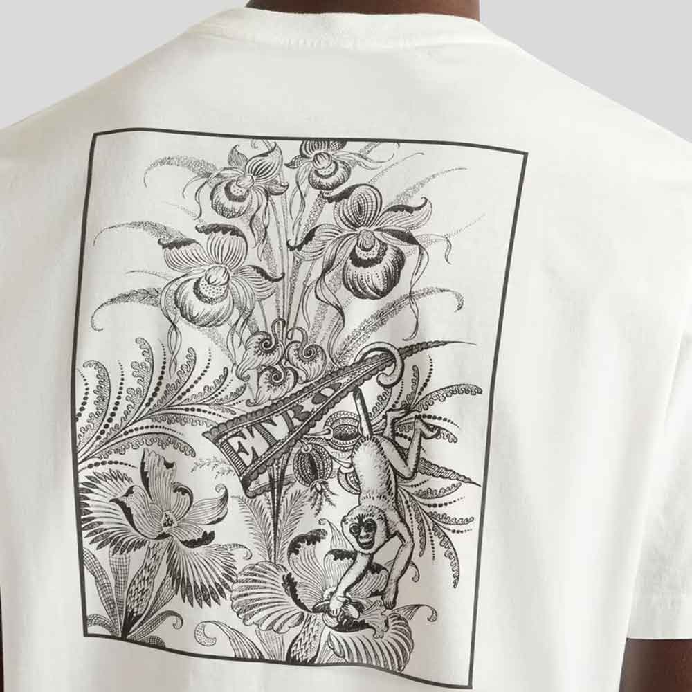 Camiseta de algodón Pegaso y estampado posicional flora y fauna AV900 Etro