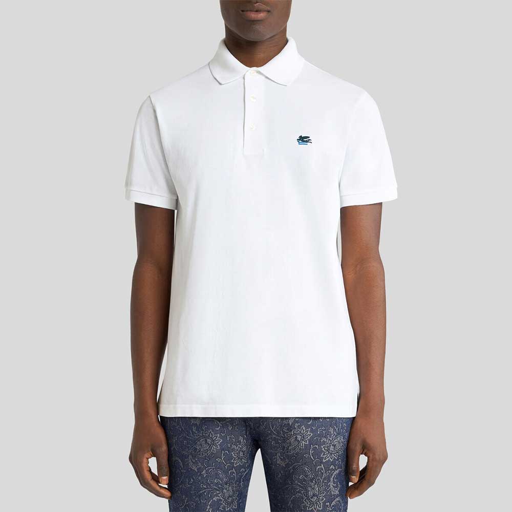 Polo de piqué algodón con bordado pegaso AU135 W0001 Etro