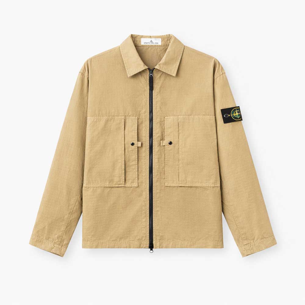 sobrecamisa-de-corte-comodo-con-cremallera-y-bolsillos-1200005-mercerised-organic-cotton-ripstop-L1S151200005S0298V005G-2 Sobrecamisa 1200005 algodón orgánico mercerizado Ripstop Desert Stone Island