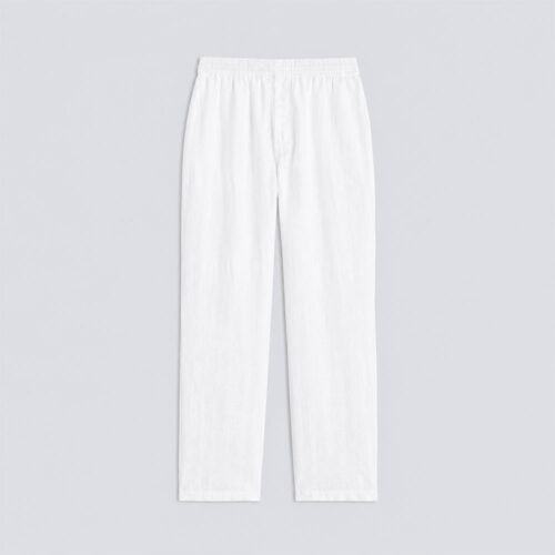 Aspesi Ventura trousers in garment-dyed compact linen, white