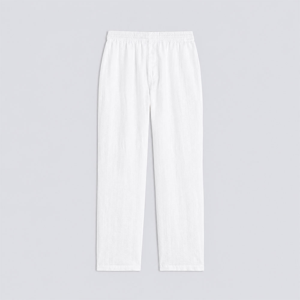 Aspesi Ventura trousers in garment-dyed compact linen, white