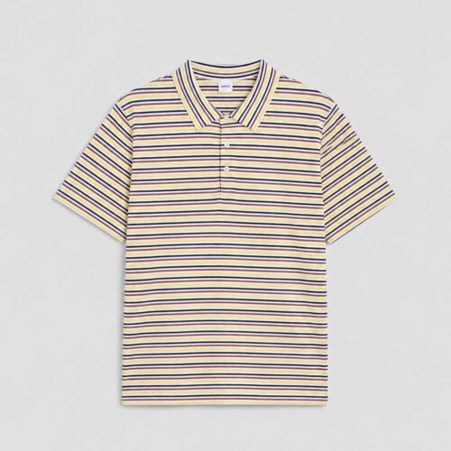 Aspesi polo shirt model 812, made of cotton, silk and linen, multicolored stripes