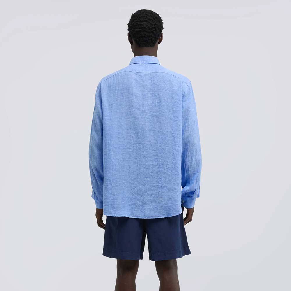 Aspesi camisa Comma en lino desvaído azul claro