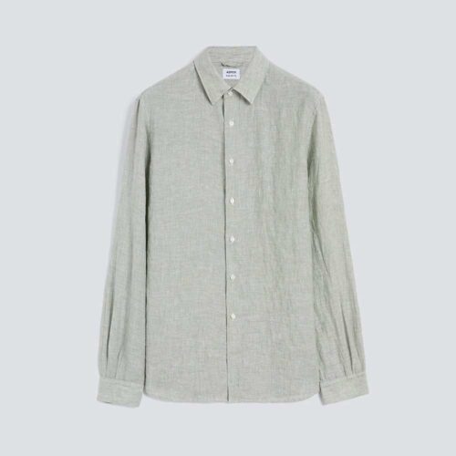 Aspesi Comma shirt in sage green faded linen