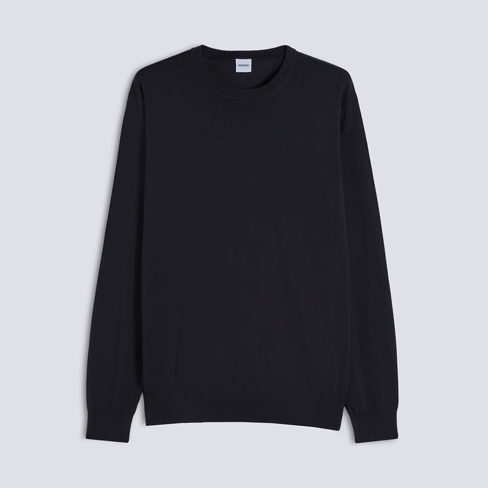 Aspesi modelo 828 jersey de algodón en cuello redondo azul marino