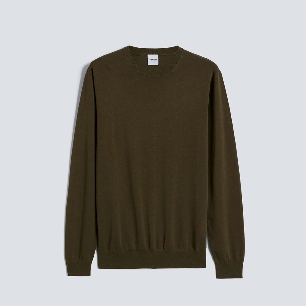 Aspesi modelo 828 jersey de algodón en cuello redondo militar