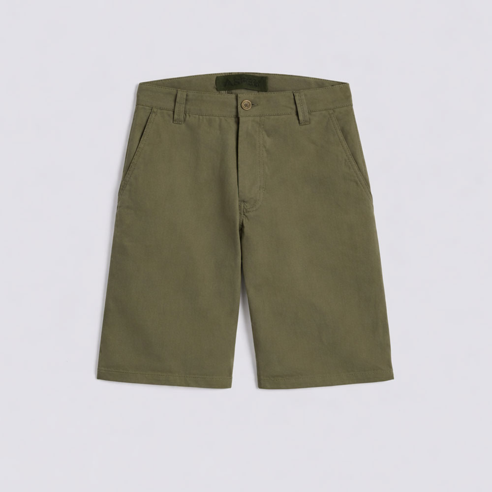 Aspesi green cotton and linen gabardine bermuda shorts