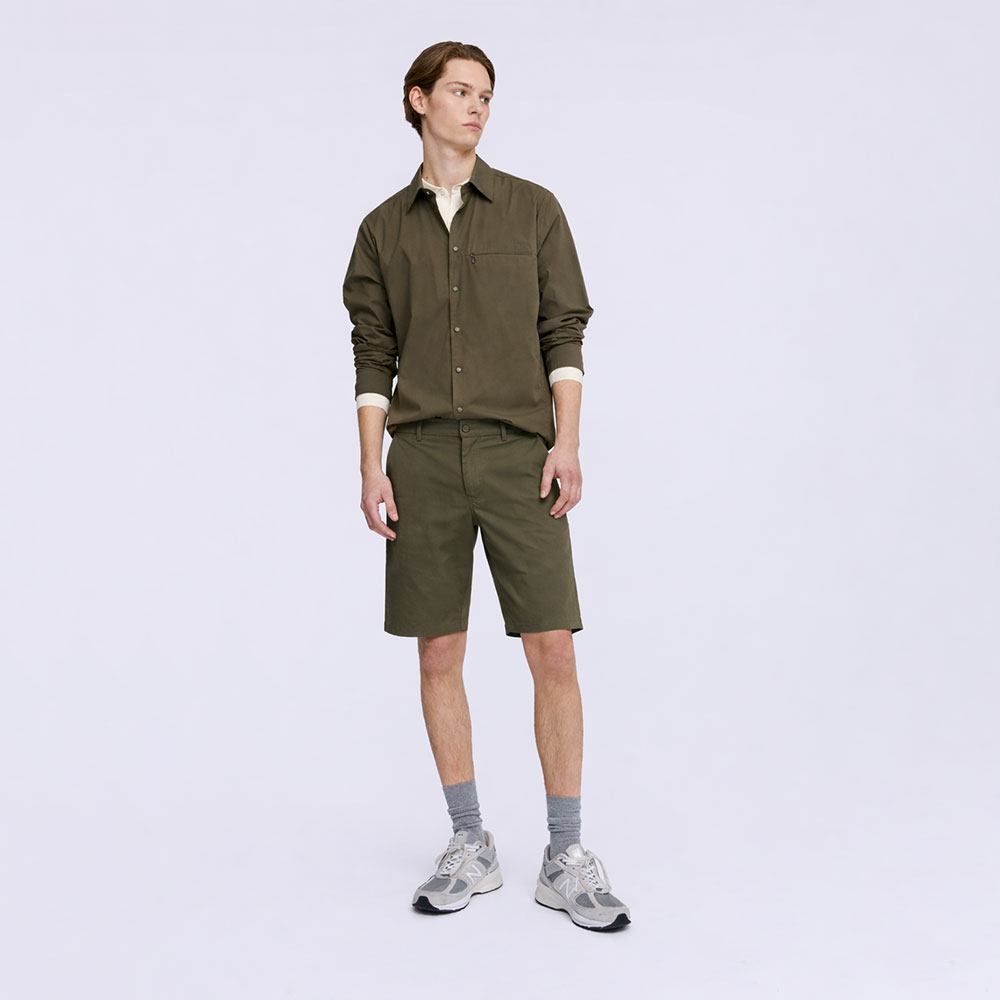 Aspesi green cotton and linen gabardine bermuda shorts