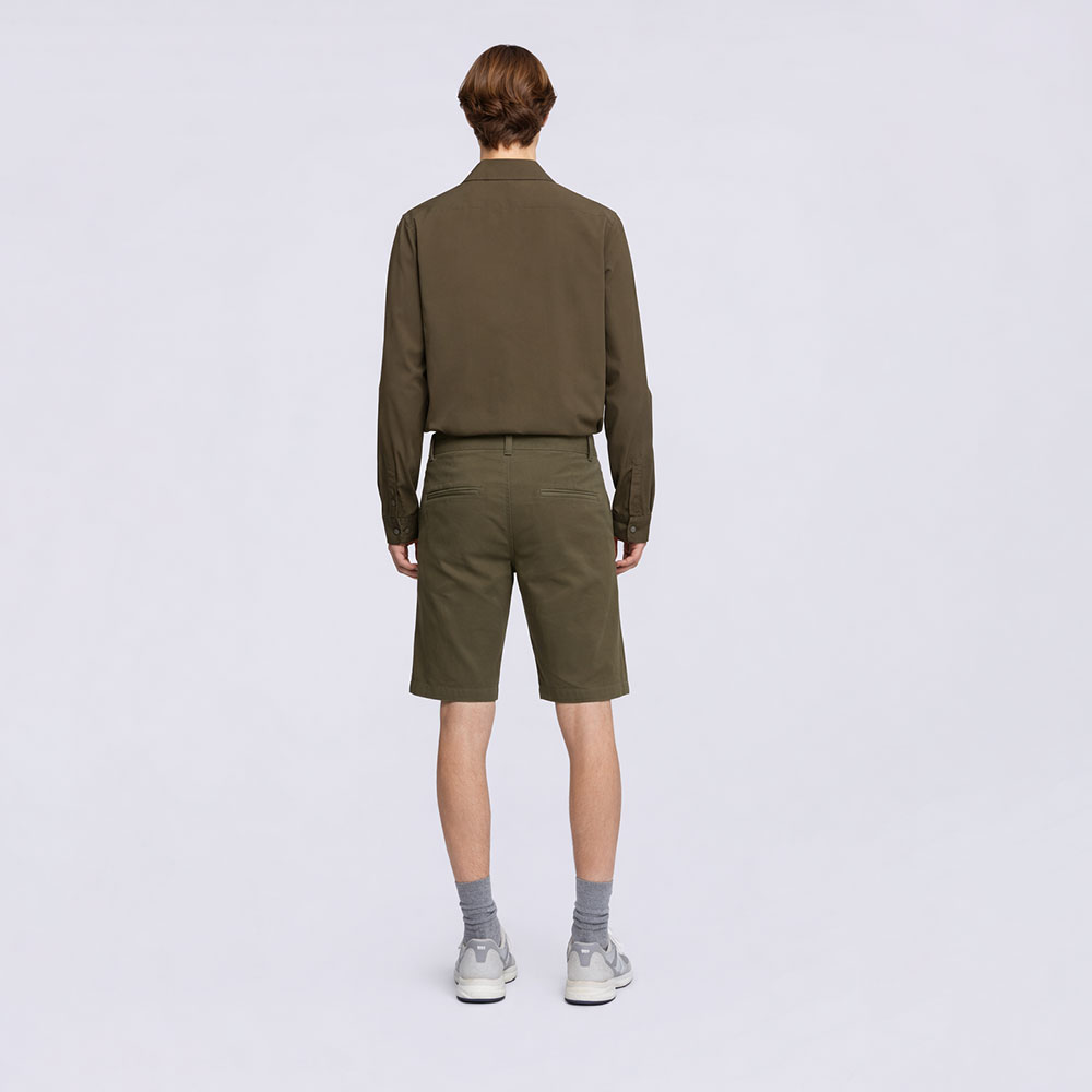 Aspesi green cotton and linen gabardine bermuda shorts