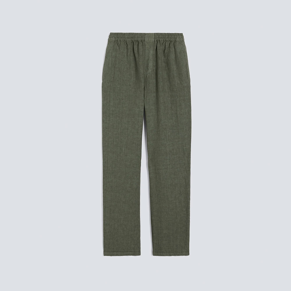 Aspesi Ventura trousers in garment-dyed compact linen in green