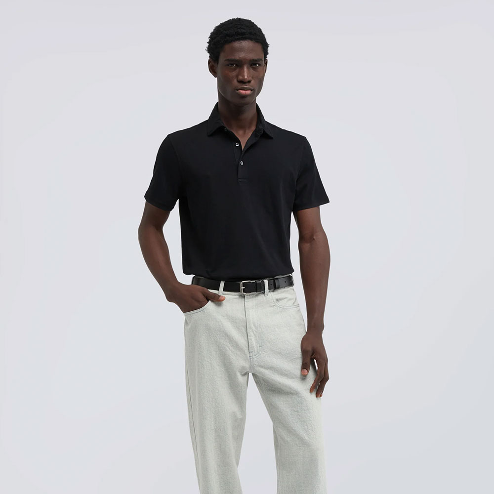 Aspesi polo de algodón y jersey AY78 negro