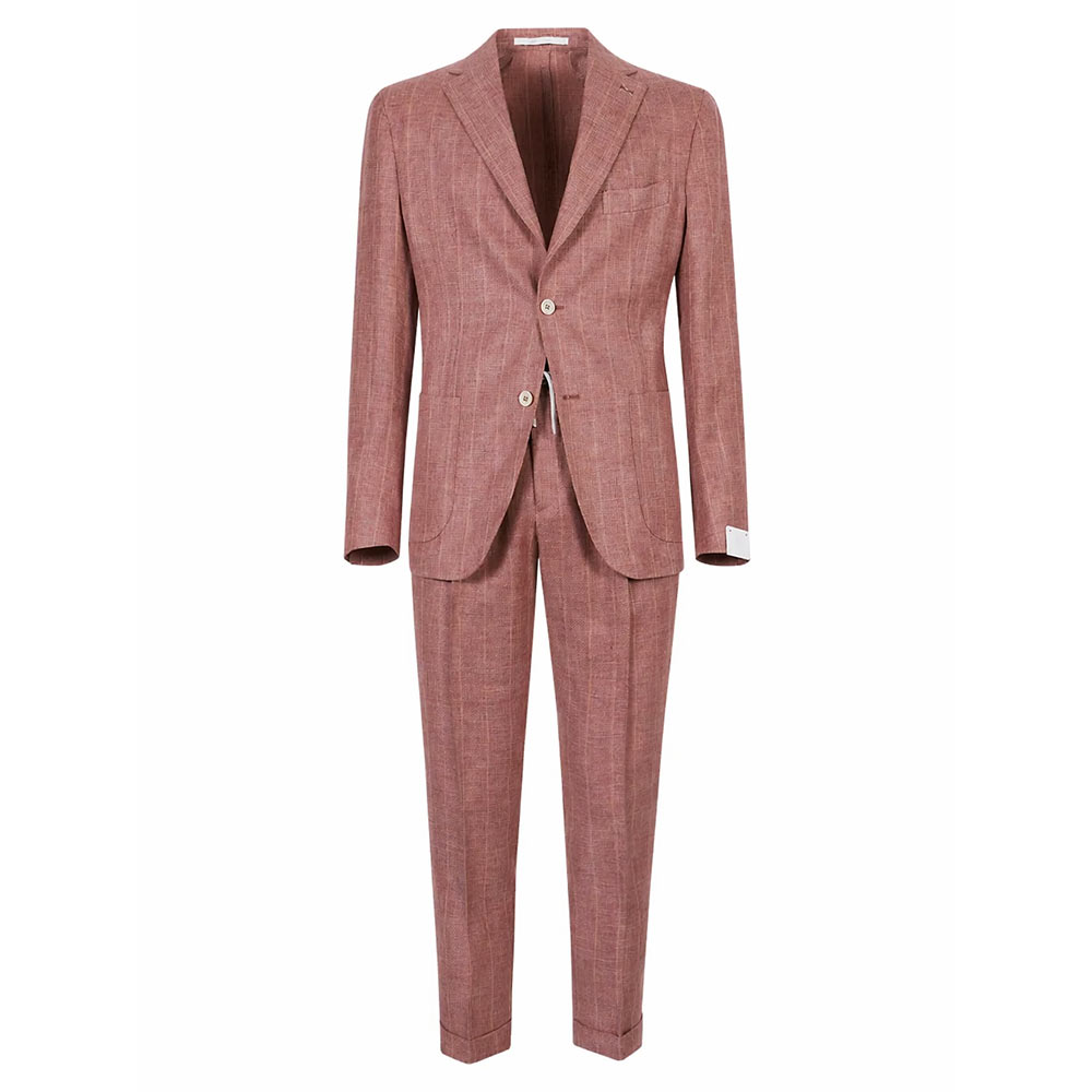 Eleventy Milano slim suit in linen, cashmere and silk in clay color -  Miralles 1986