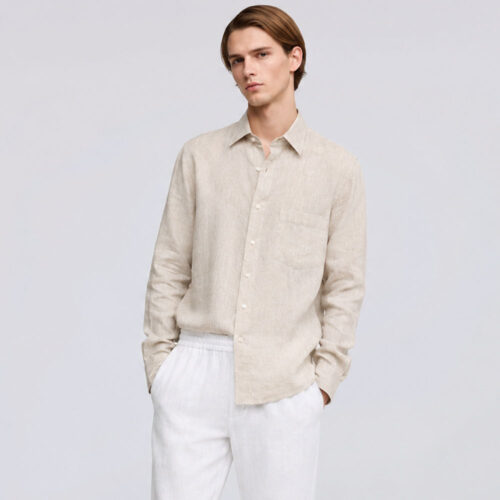 Paul Smith Regular Fit Linen Shirt Clay