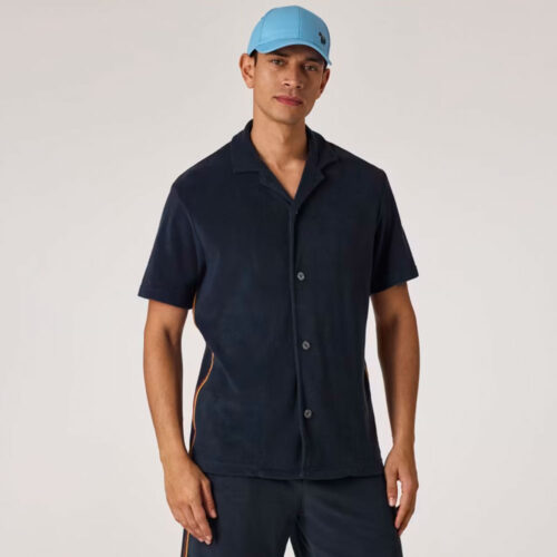 Paul Smith Towelling Lounge Shirt, Navy Blue. Spring/Summer 2026 Men's