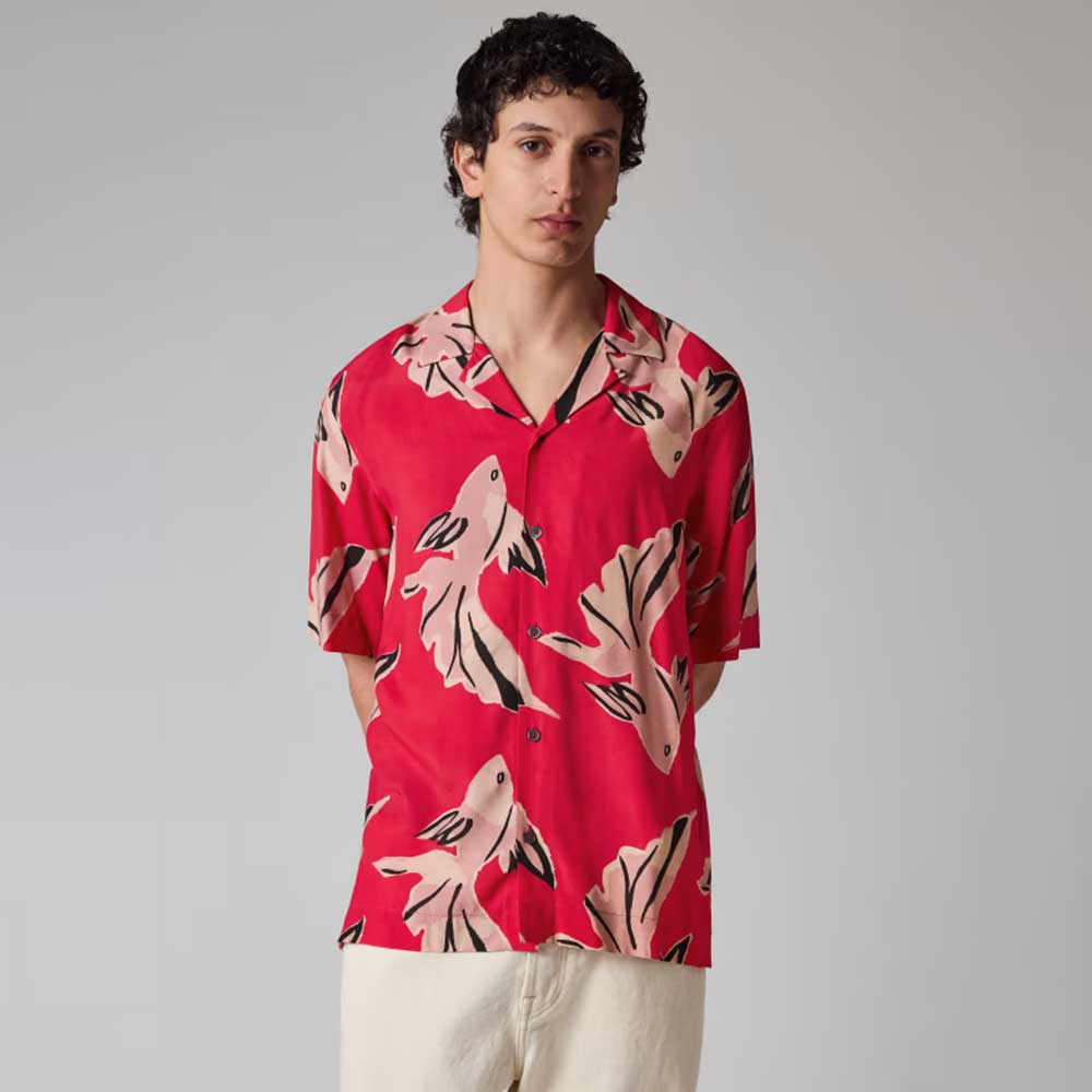 La camisa Paul Smith Bright Pink 'Le Peche Fish' Print en viscosa
