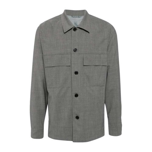 Paul Smith overshirt with pockets, gray wool
