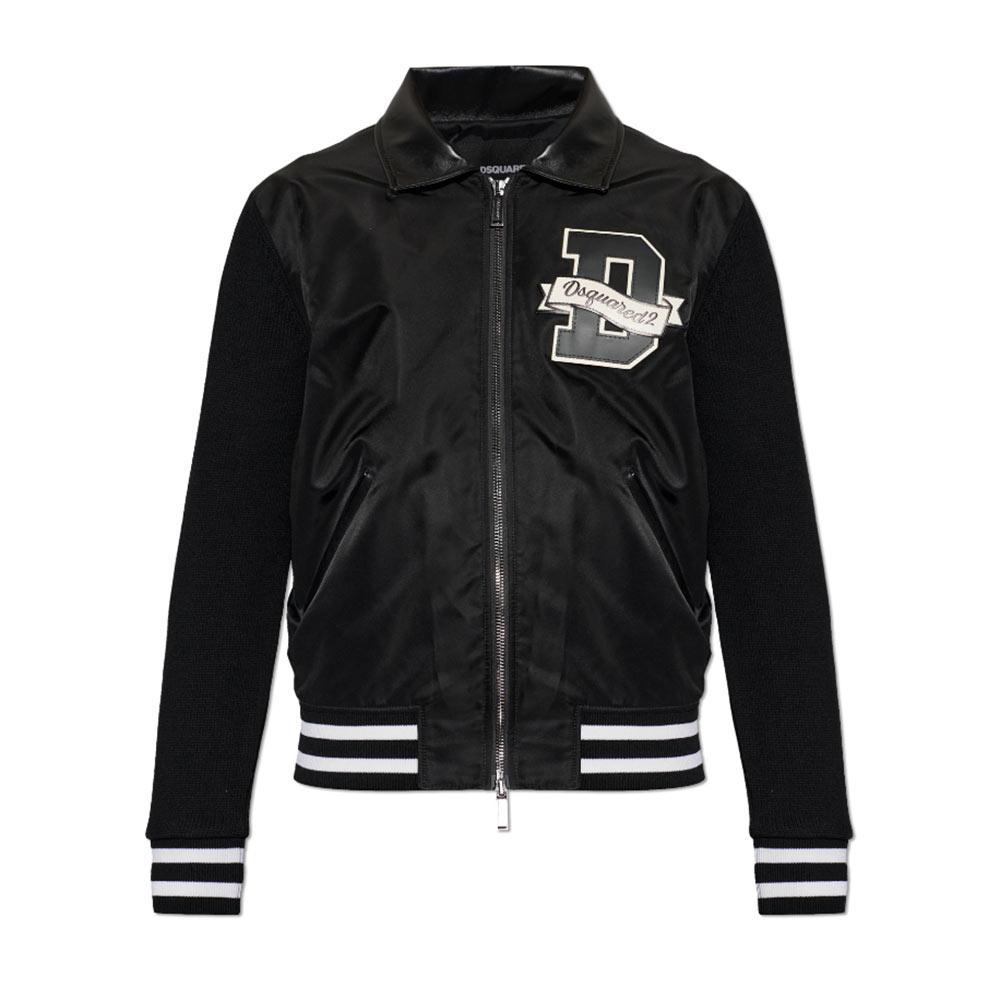 Dsquared2 Logo Mixed Materials black cardigan jacket - Miralles 1986