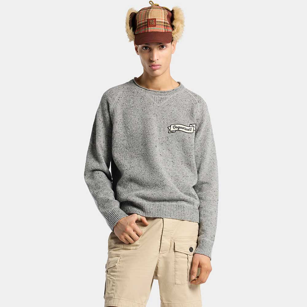 Basic Dsquared2 gray sweater with patch