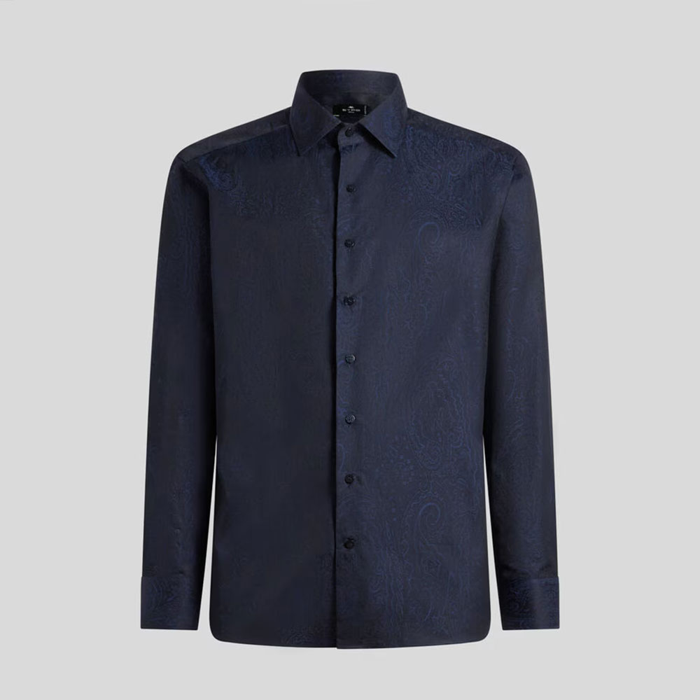 Etro blue cotton jacquard shirt B0065
