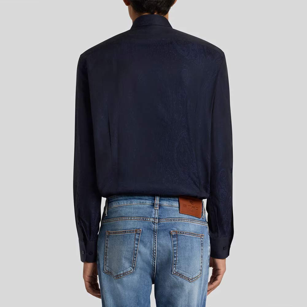 Etro blue cotton jacquard shirt B0065