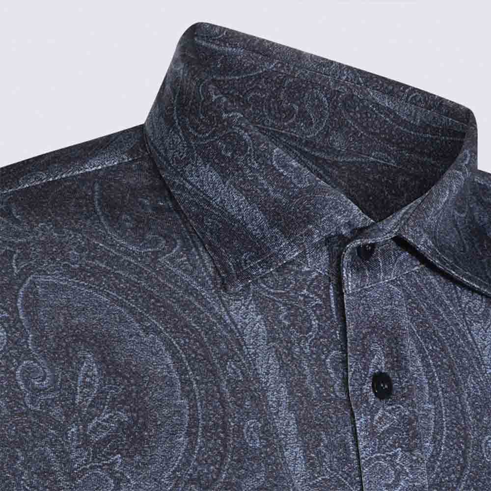 Camisa Etro azul con estampado Paisley X0083