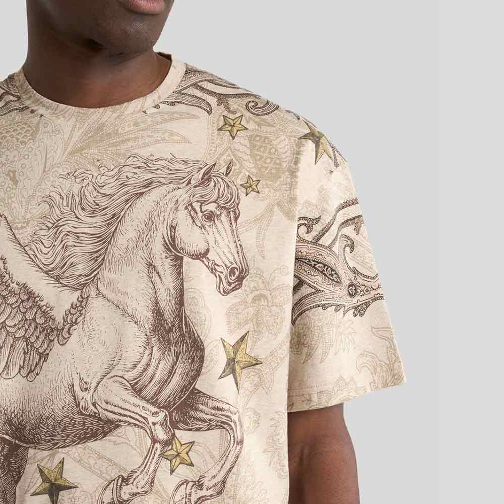 Etro cotton knit T-shirt with Pegasus positional print