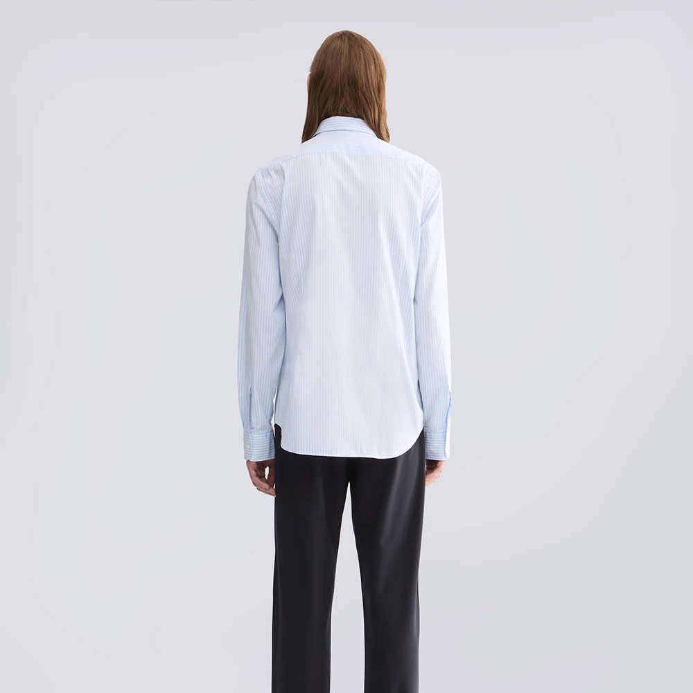 Aspesi camisa Serge de popelina de algodón a rayas cielo W6-A-CE07-D051-23070