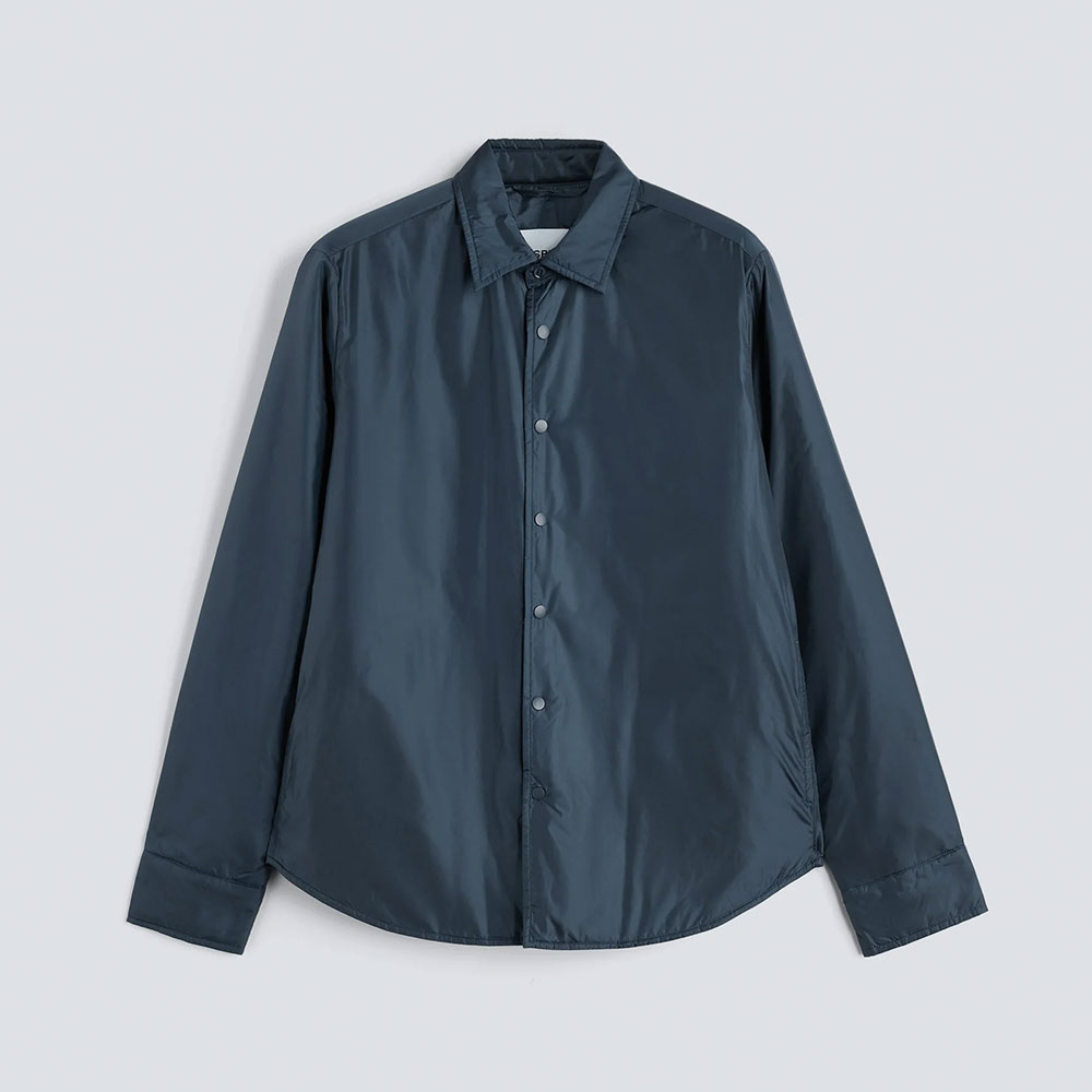 Aspesi camisa repelente al agua de nylon azul marino